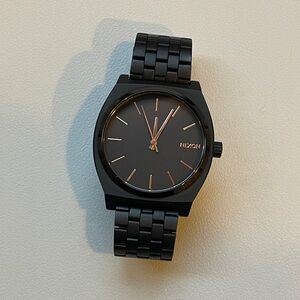 NIXON The Time Teller Minimal Watch- Black/ Rose Gold